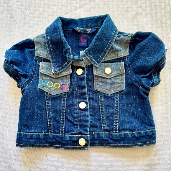 Coogi Baby Jean Jacket 2T Puff Sleeve Designer Denim Toddler Y2K Retro Streetwea - Picture 1 of 7